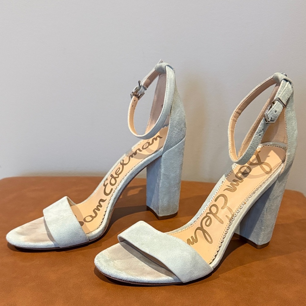 Size 9M Sam Edelman Sky Blue Suede Heels